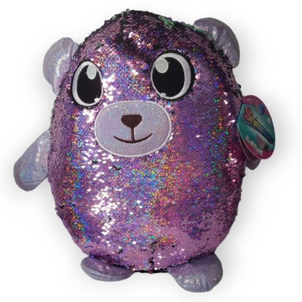 SHIMMEEZ Large Delilah Dog‎ Purple and Teal Sequins Stuffed Animal Plush 14"